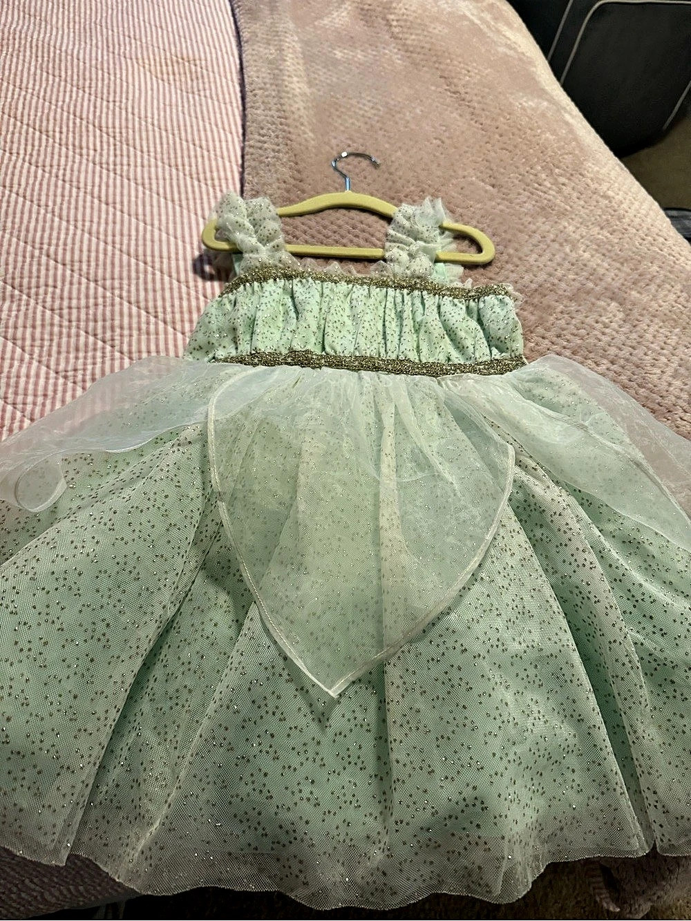 Janie and Jack x Disney Girls Size 5 Green Tinker Bell Dress